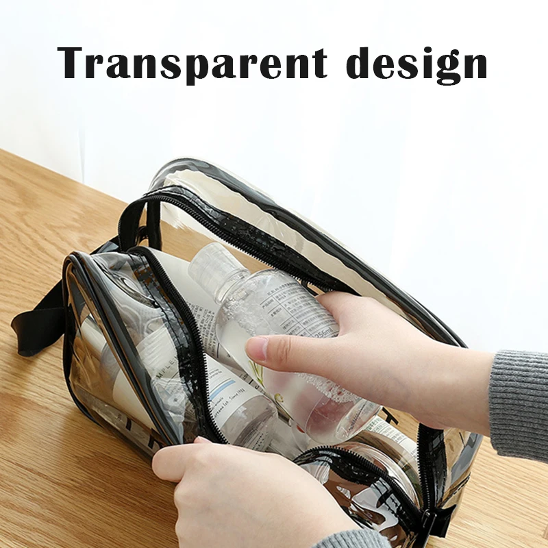 

Portable Clear Makeup Bag Zipper Waterproof Cosmetics Bag Transparent Travel Storage Carry Pouch PVC Zippered Toiletry AC889
