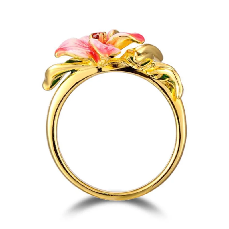 

New Trend Fashion Wild Creative Female Flower Ring Leaf Shape Girl Birthday Gift Earring Party Wedding Jewelry Jewelry Wholesale