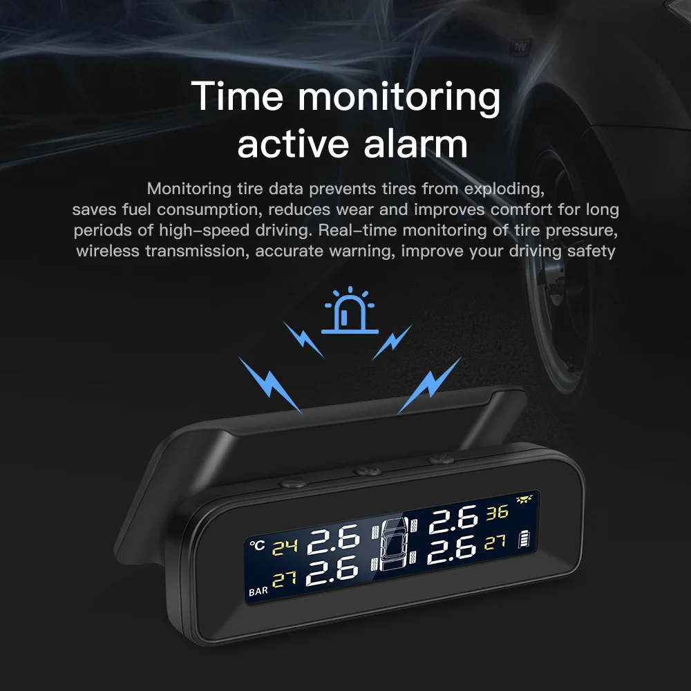 

TPMS Real Time Monitor Car Tire Pressure Monitoring System with 4 External Sensor For Car TMPS Temperate Alarm Car Security