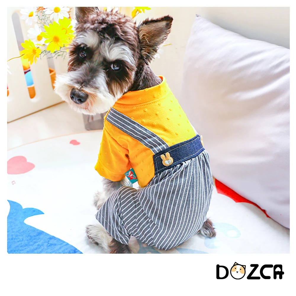Крутая желтая футболка для собак полосатый комбинезон костюм маленьких средних