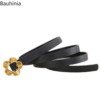 2022 new 105cm ladies young students simple design jeans belt fashion flower buckle womens thin belt 4 colors available