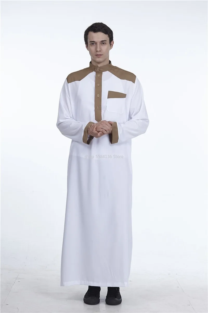 Fashion new Dubai Muslim Men long sleeve shirts Jubba Thobe