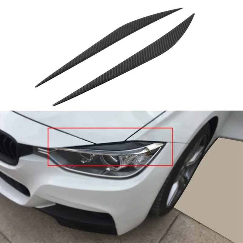 

Carbon Fiber Headlight Eyebrow Eyelid Cover Trim for BMW 3 Series F30 2013-2017 Headlamp Eyebrow Cover