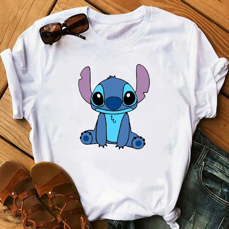Графическая женская футболка с рисунком любви Lilo простроченные футболки женская футболка с коротким рукавом повседневные топы Camisas Mujer футболка