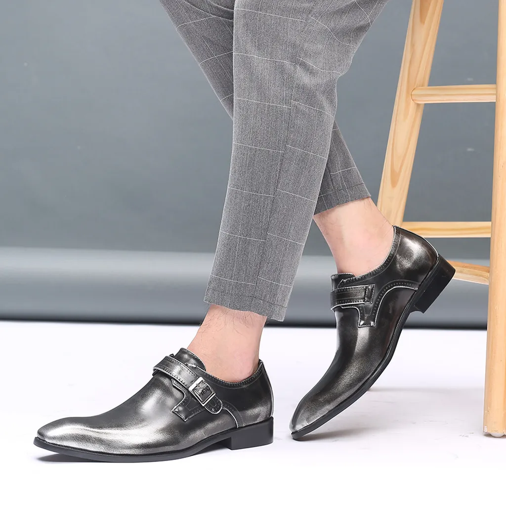 

2019 Fashion Man Formal Shoes High Quality PuLeather Dressing Shoes Men Classic Business Wedding Flats Male Slip On Formal Shoes