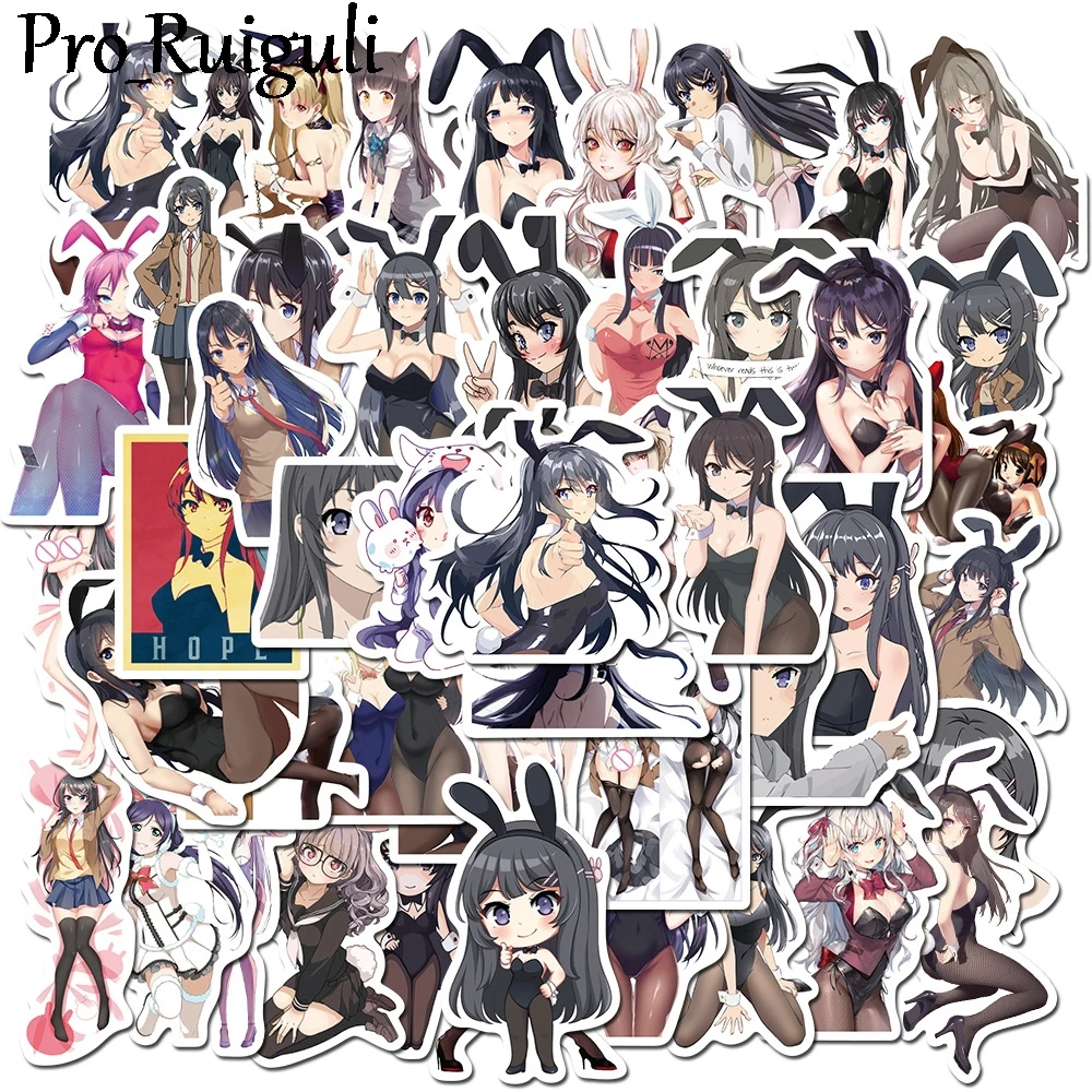 50pcs Cartoon Sexy Rabbit girls Stickers paster characters anime decals scrapbooking phone laptop waterproof decoration | Дом и сад