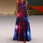 Женское платье без рукавов, повседневное винтажное платье макси с V-образным вырезом, лето 2020