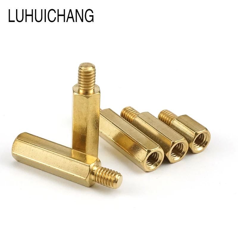 LUCHANG 30 шт. M3 * L + 6 мм Шестигранная головка Медная гайка с резьбой резьбовой столб