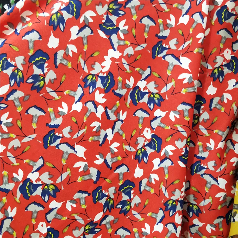 Полиэстер Цветочный принт креп Fbric для High-End украшение дома из исинской глины