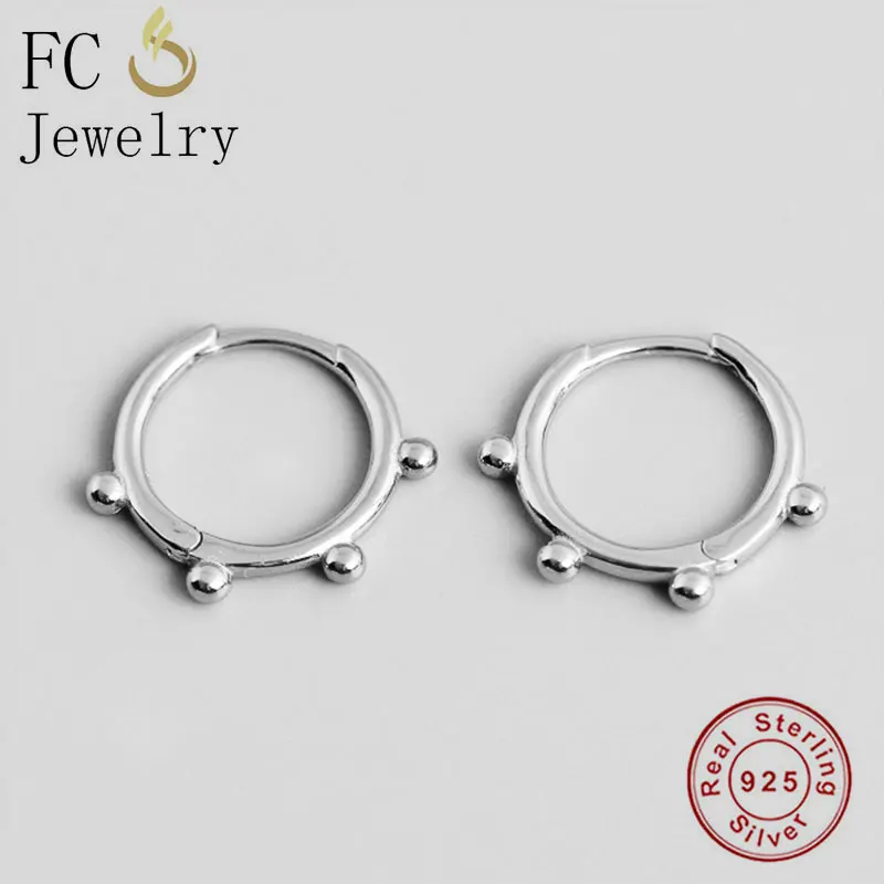 FC Jewelry 925 Silver Small Golden Round Bell Shape Beaded Pendant Hoop Earring For Young Girls Teen Gift Women Boucle 2020 NEW | Украшения