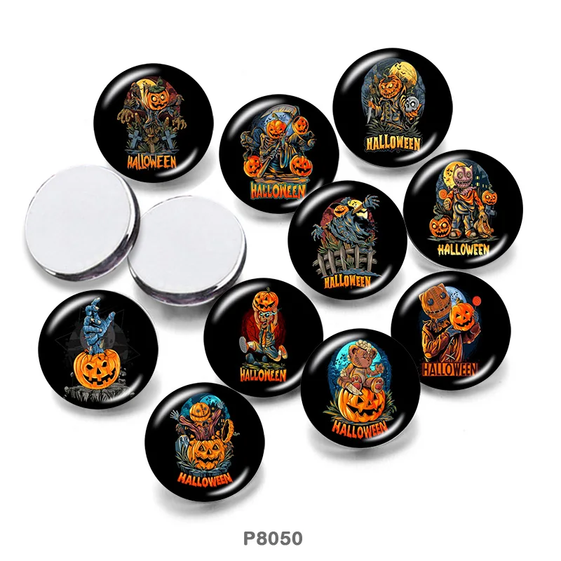

Halloween Scarecrow pumpkin 10mm12mm/18mm/20mm/25mm/30mm Round Glass Cabochon Flat Back Making Findings P8050