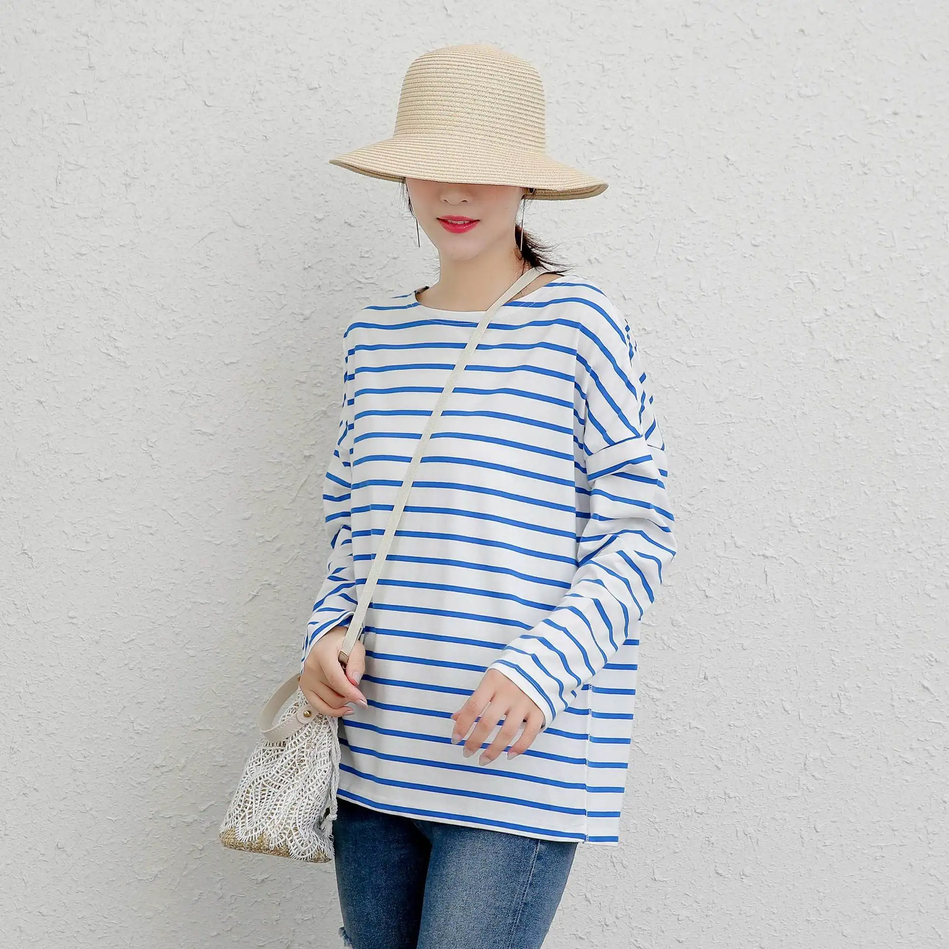 

YourSeason Striped Casual T-Shirts Women 2021 Spring Autumn Simple Loose O Neck Long Sleeve Ladies Loose Tops 3 Colors