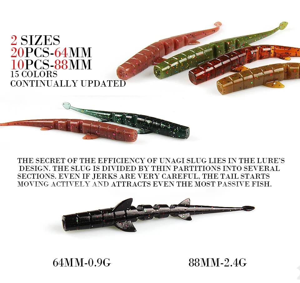 UNAGI SLUG 64 мм 88 мм рыболовные приманки мягкие искусственные приманки Хищник снасти Polaris оседающая на дно приманка Pesca дешевые рыболовные снасти