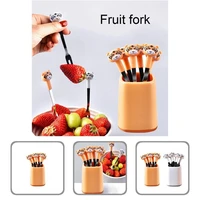 convenient fruit pick durable stainless steel creative cartoon style food fork fruit fork dessert fork 6pcsset