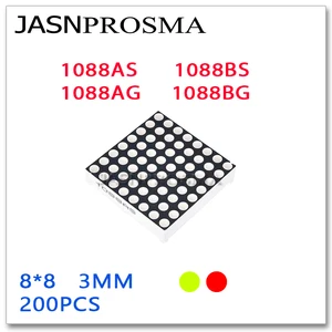 JASNPROSMA 8X8 3 мм, красный, желтый, зеленый; Сезон лето; Светодиодный 32X32mm 200 шт. 1088AS 1088BS 1088AG 1088BG катод точечно-матричный Цифровой пробки Общий