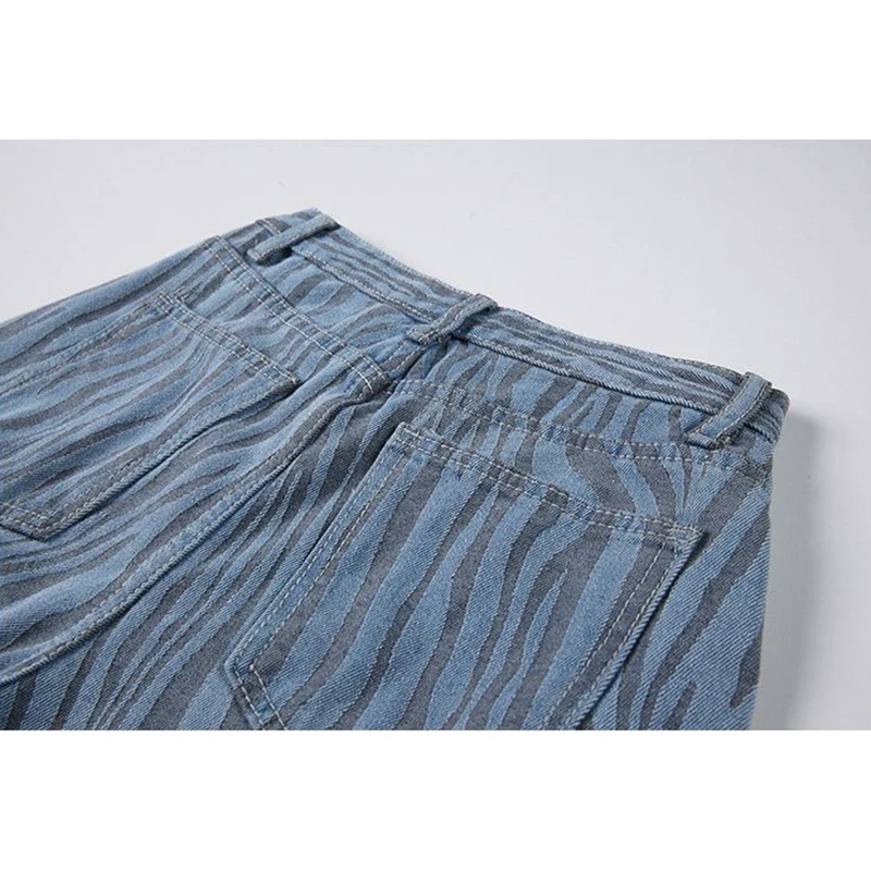 Джинсы женские в полоску зебры винтажные мешковатые штаны-султанки из денима с
