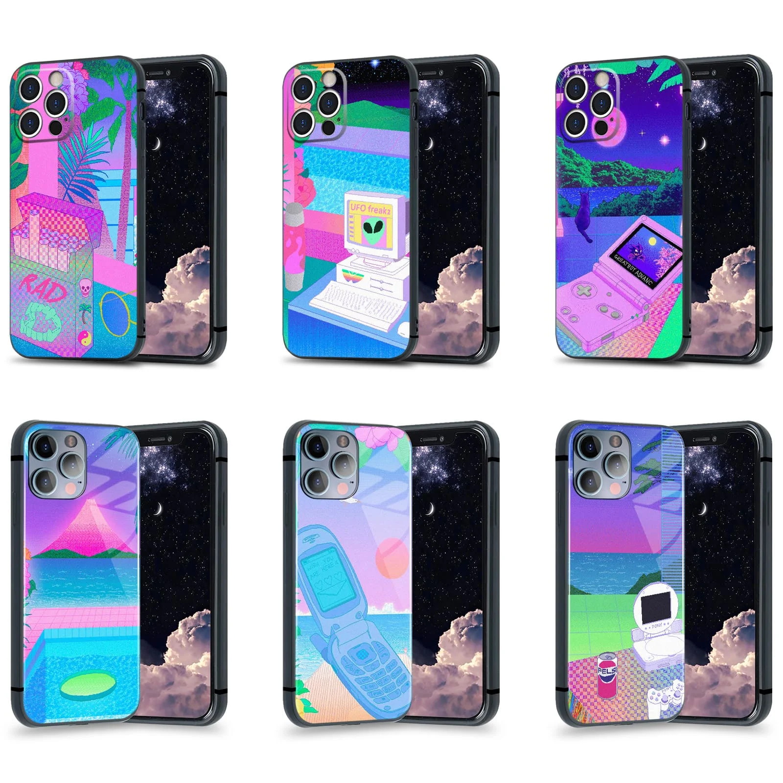 

Aesthetic Vaporwave Pixel Art Phone Case Matte Soft Shell for IPhone 13 12 11 Mini Pro XS Max 6s SE X XR 7 8 Plus Glass Cover