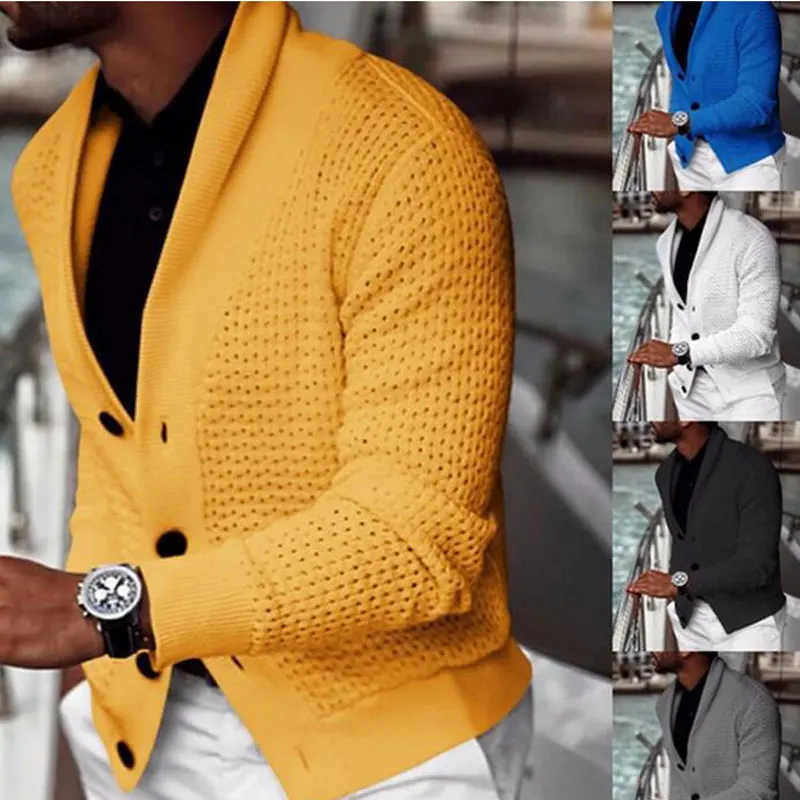 Кардиган свитер для мужчин бренд 2020 новинка мужские Ажурные вязаные свитера