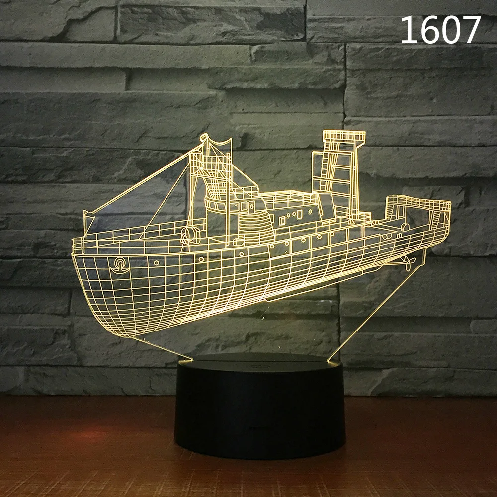 Парусная Лодка парусное судно яхта подводная лодка дизайн 3D ночник акриловая