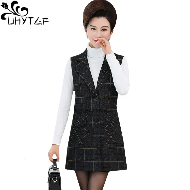 Свободный женский жилет UHYTGF большого размера 5XL модный весенне-осенний