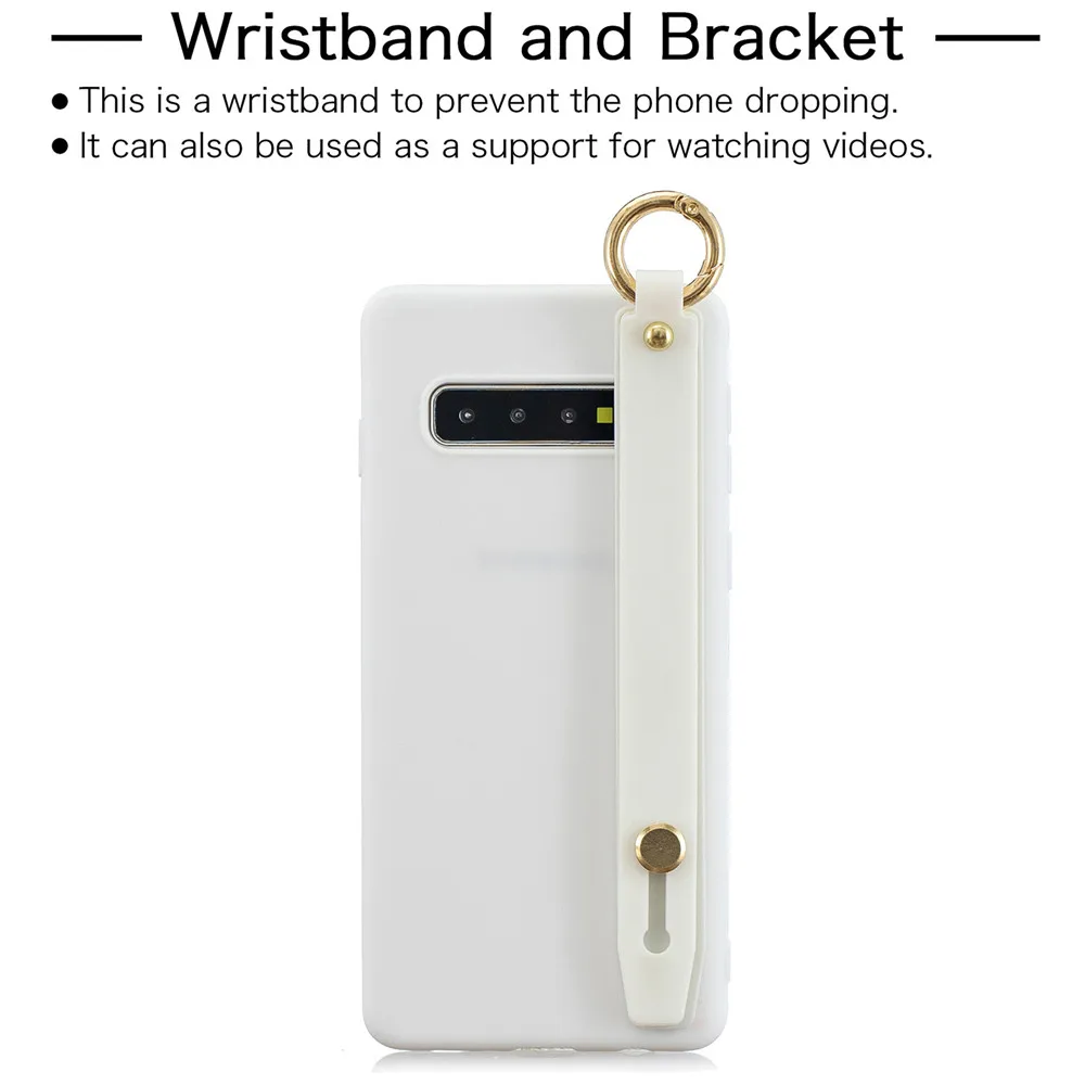 Bracket Wrist Strap Case For Samsuny Galaxy S10 S9 S8 Plus 5G Lite S10E Candy Color Soft Shell Phone Ultrathin |