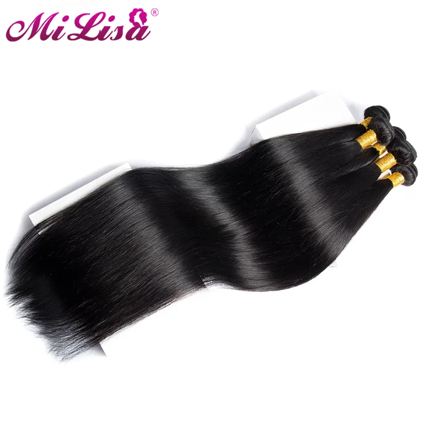 

Прямые пучки, 30-дюймовые прямые волосы Mi Lisa, длинные человеческие волосы, пучки, натуральные черные бразильские волосы Remy, пупряди для плете...