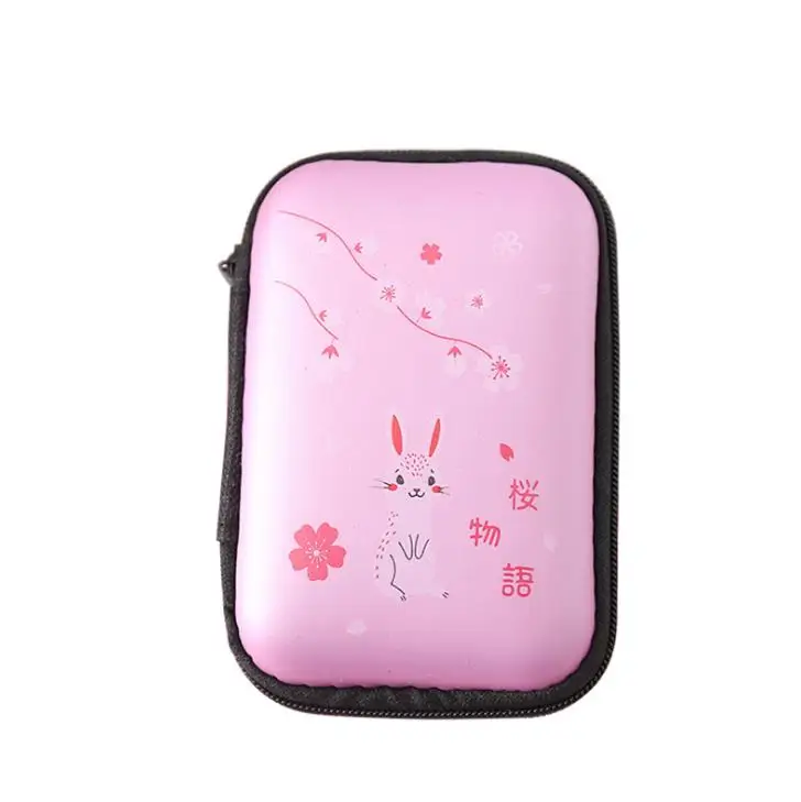 1 Pcs Cute Portable Mini Cherry Blossoms Sakura Rabbit Women Girls Coin Bags Headphone Case Zipper Card Holders Pouch Gifts |