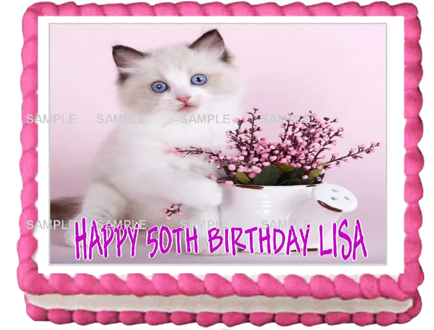 Милая кошка съедобный Топпер для торта вафель рисовая бумага печенья кексов