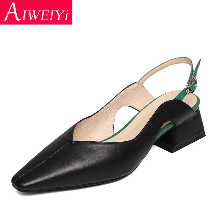 

Women Sandals Platform Pumps Square Toe Jelly Shoes Sling Back High Heel Sandals Buckle Strap Genuine Leather Outdoor Shoes