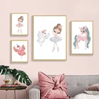 Постер в скандинавском стиле, Картина на холсте с изображением танцующей девочки, лебедя, балета, настенные художественные картины для детской, детской, спальни, декор для детской комнаты