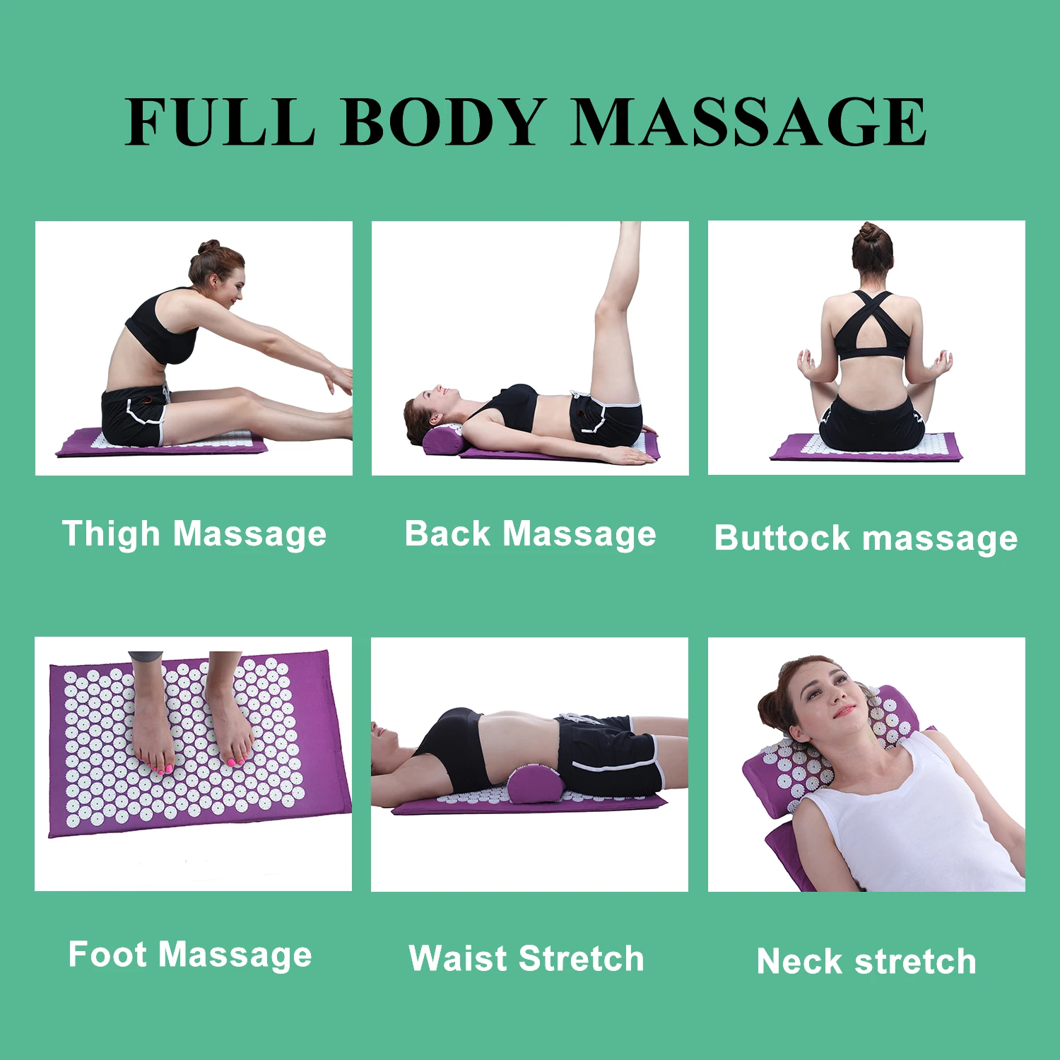 

Massage Cushion Yoga Acupressure Mat Relieve Stress Back Body Foot Massager Pain Stress Relief Acupuncture Mat