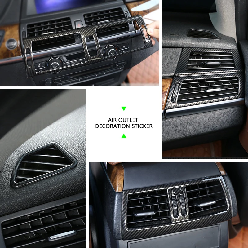 

Car Carbon Fiber Texture Interior Center Control Panel Dashboard Air Condition Outlet Cover Trim For BMW X5 X6 E70 E71 2007-2014