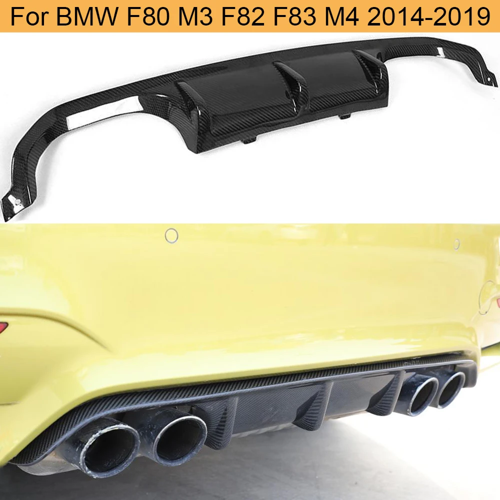 Carbon Fiber Rear Bumper Diffuser Lip Spoiler For BMW F80 M3 F82 F83 M4 14-19 Standard Convertible Car Rear Diffuser Black FRP