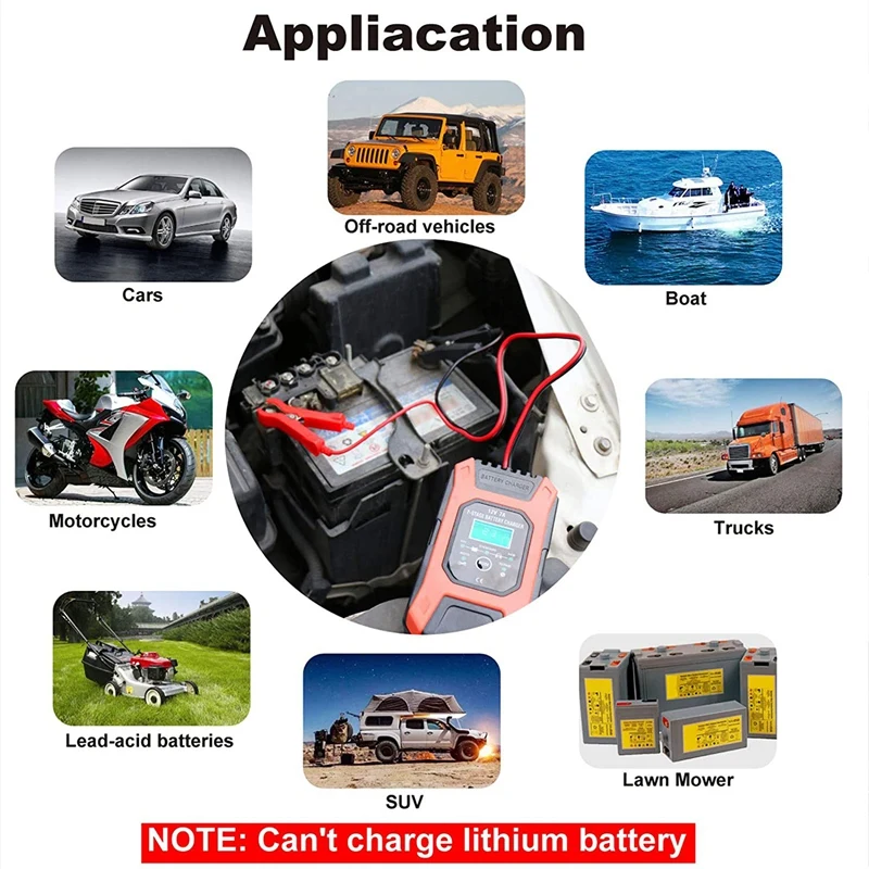 

FOXSUR Car Battery Charger 12V 7A LCD Display Portable Battery Charger Repair Charger for Car Lawn Mower