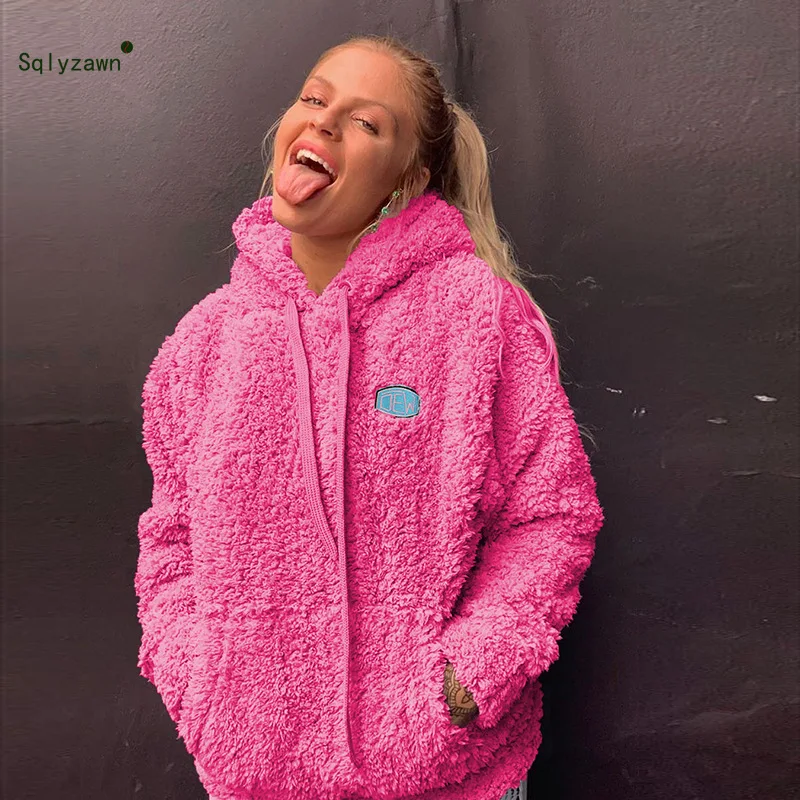 Женская толстовка большого размера пушистая флисовая в Корейском стиле пуловер