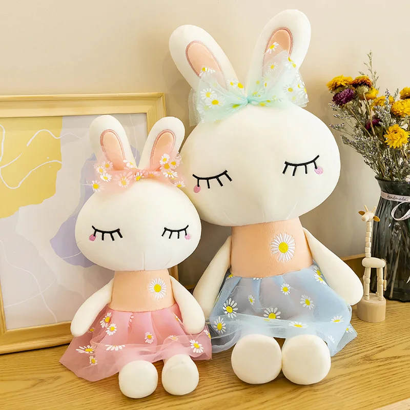 

Free ship 45/65/85cm skirt daisy flower rabbit plush toy large soft toys for car decorative pillows children girls birthday gift