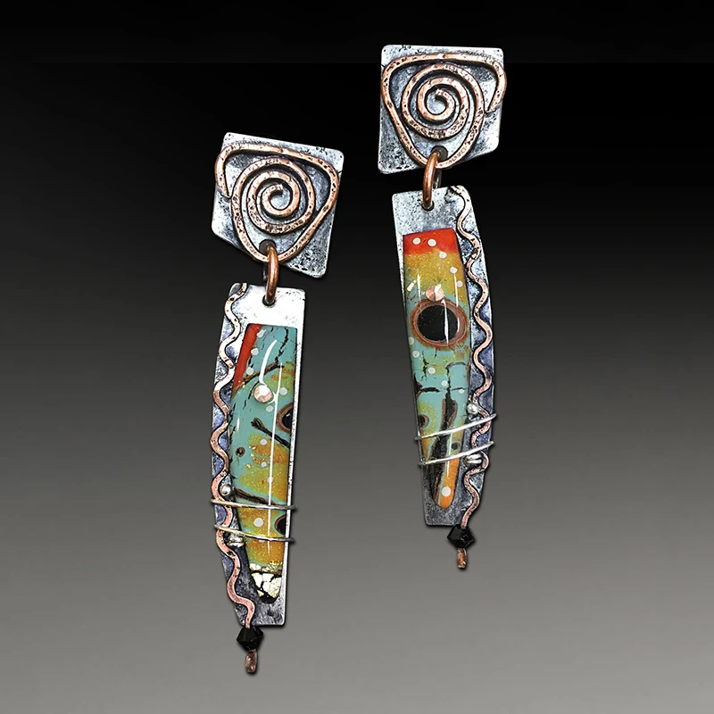 Bohemian Painted Leaf Flower Blue Earrings for Women Tribal Jewelry Handmade Vintage Crystal Dangle Earring Pendientes | Украшения и
