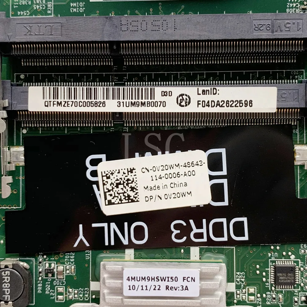 Материнская плата для ноутбука DELL N7010 CN-0V20WM 0V20WM V20WM DAUM9BMB6D0 HM57 HD 5470 1 ГБ 100%