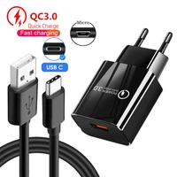 usb charger adapter quick charge type c cable for huawei samsung a03s xiaomi motorola g30 g71 5g honor 8a fast micro usb charger