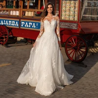 smileven sheer lace wedding dress long sleeve boho bride dresses vestido de noiva a line tulle wedding gowns custom made