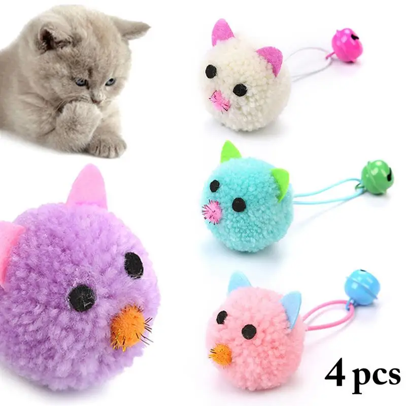 

Kapmore 4pcs/set Cat Mice Shape Toys Bite-Resistant Interactive Bell Decor Cat Bite Toy Cat Teaser Toy Pet Supplies Cat Favors