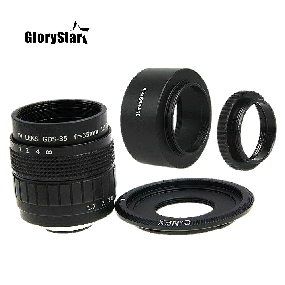 

35mm F1.7 CCTV Movie lens+C-NEX Mount+Lens Hood+Macro Ring for SONY E Mount A6500 A6300 A6000 NEX6 NEX7 NEX3 NEX5 NEX5T 35F17