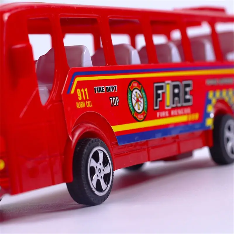 

19cm Pioneer Fire Police Bus Pull Back Inertial Cars Kids Baby Toy Gift Diecasts Car Model