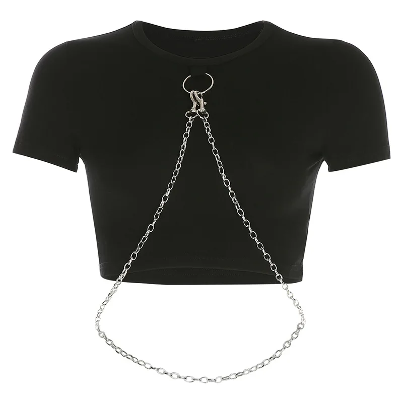 

Fannic 2020 Summer Popular Women 's T-shirt New Chain Street Fashion Tight Short-Sleeved Top