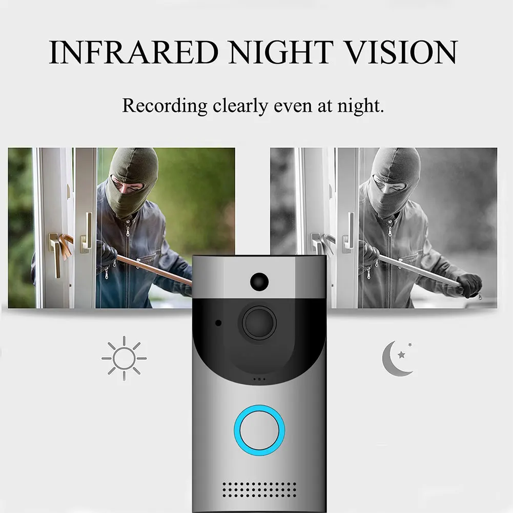 

Two Way Talk Wireless WiFi Low Consumption Video Doorbell PIR Motion Detection Anti Theft APP Control Visual Night Vision HD
