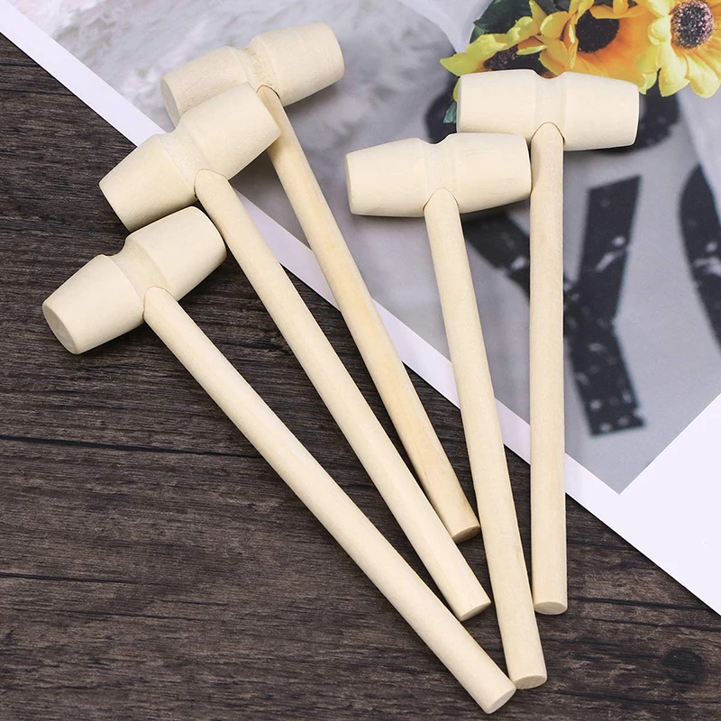 

5pc Wood Hammer Mini Hammer Wooden Hammer Multitool Small Hammer Little Light Weight Hammer Gift Knock Egg Kid Christmas Toys