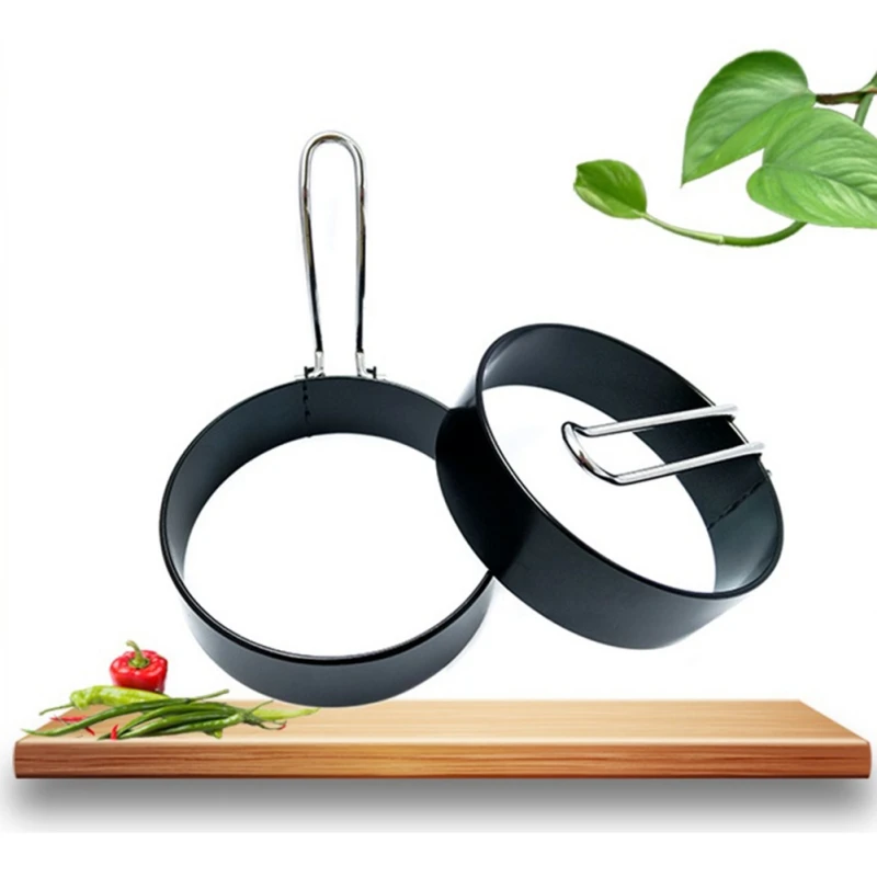 Набор из 2 черных металлических колец для яиц антипригарная жареная Форма со