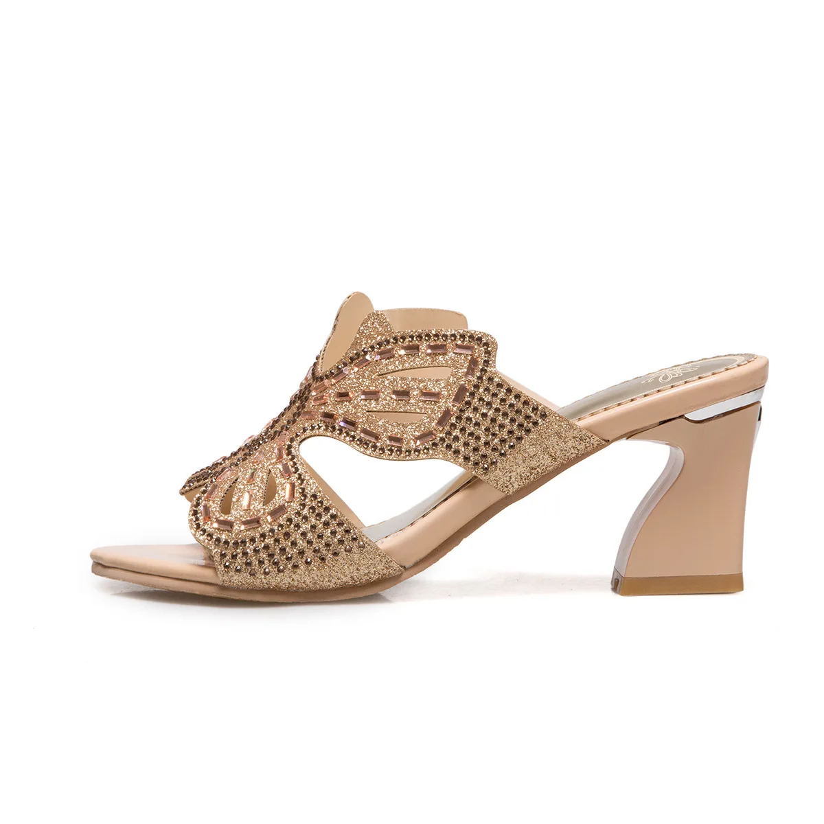 

Spring and summer fish mouth shoes diamond sandals 33 women's sexy thick heeled high heels 43 45 shoes fashion 32-46