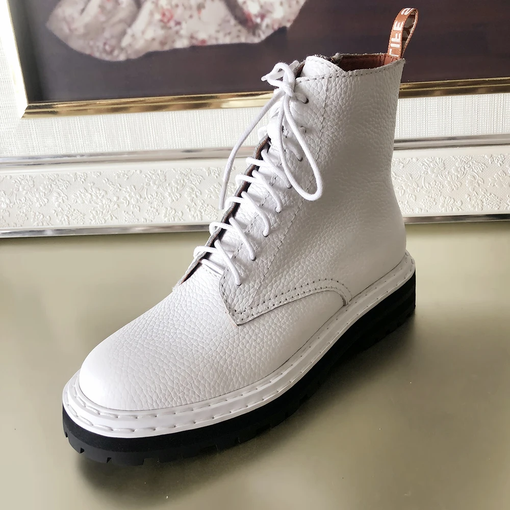Большие размеры 34-43; новые женские Ботинки martin из натуральной кожи; повседневные ботинки на молнии; Зимние Теплые ботильоны на шнуровке; модные женские ботинки