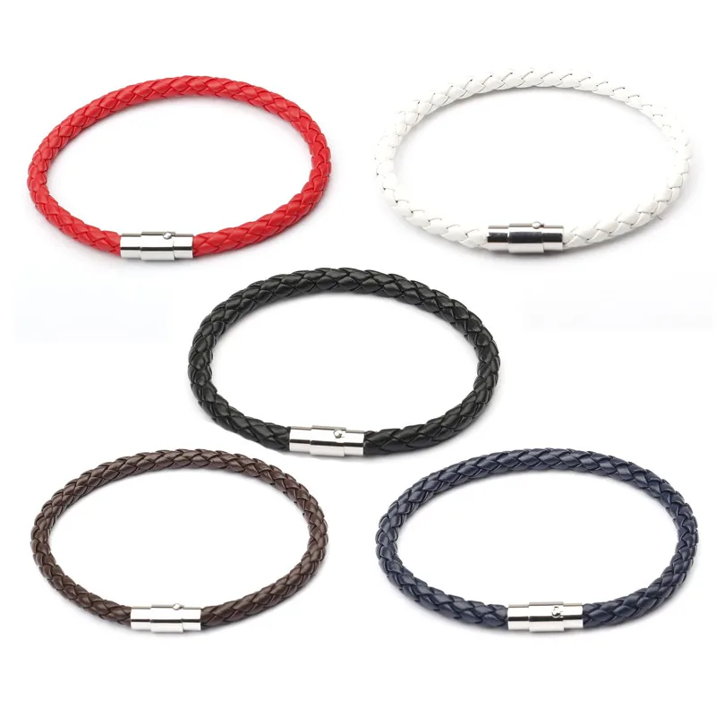 Кожаный браслет для мужчин серебряный цвет магнитная застежка ручной работы